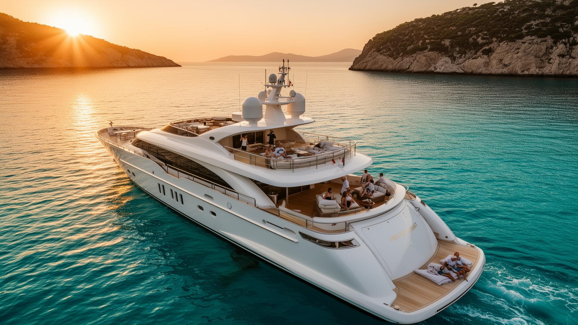 Iate de luxo no Mediterrâneo